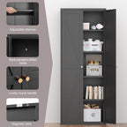 Pantry Cabinet,Tall Kitchen Pantry Storage Cabinet with 2 Doors,Kitchen Cabinet Storage with 4 Adjustable Shelves for Living Room,Dining Room,Black