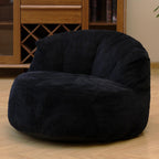N&V Large Crescent Bean Bag Chair, Adult Size Bean Bag Sack, Foam Filling, Soft Premium Corduroy Bean Bag for Living Room Bedroom Dorm and Office (Black)