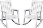 Greesum Outdoor Plastic Rocking Chair Set of 2, Patio Rocking Chair for Outside, Waterproof & Rust-Proof, Supports 300 lbs, Suitable for Garden Lawn Front Porch Poolside – White