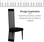 Black Dining Chair Set of 2, Modern Boucle High Back Upholstered Kitchen Chairs with Black Metal Legs for Dining Room Kitchen Living Room