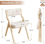 Folding Dining Chairs with Cushion Set of 2,Padded Foldable Dining Chairs,Portable Wooden Folding Chairs for Dining Rooms Kitchen Wedding and Party Indoor Beige
