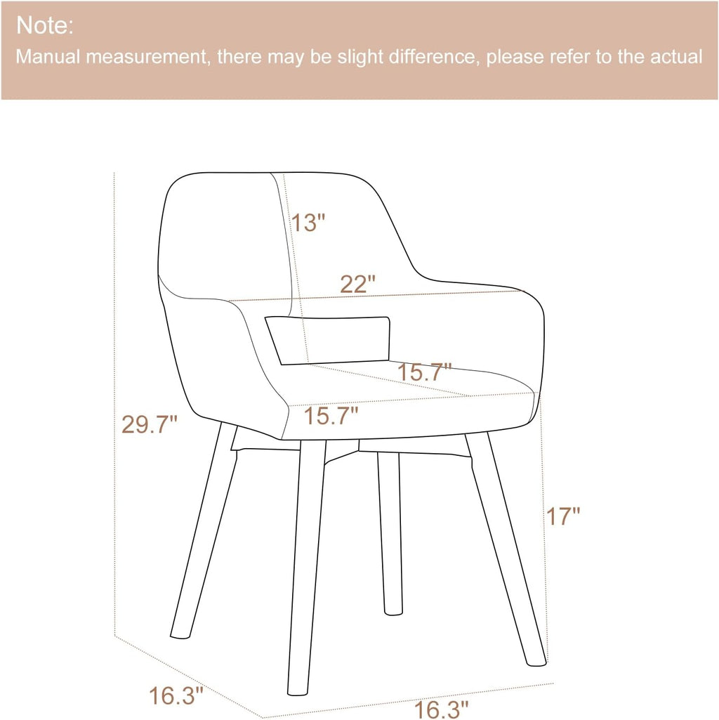 Desk Chair No Wheels Vanity Chair Makeup Chair Comfy Accent Chair for Living Dining Room Bedroom Home Office Mid Century Modern Upholstered Armchair Sofa with Wood Legs (Wool White, 1)