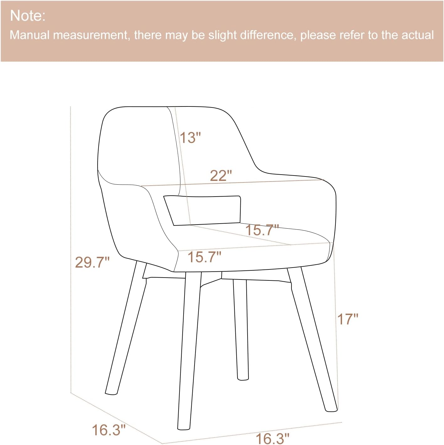 Desk Chair No Wheels Vanity Chair Makeup Chair Comfy Accent Chair for Living Dining Room Bedroom Home Office Mid Century Modern Upholstered Armchair Sofa with Wood Legs (Wool White, 1)