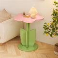Funky Decorative Flower-Shaped Side Table, Modern Creative Couch Table with Pedestal, Multifunctional End Table for Living Room, Bedroom, Small Spaces(Pink)