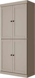 Palace Imports Solid Wood Kitchen Pantry Cabinet - 71.5" Tall x 32" Wide - Wooden Storage Cabinet with 4 Shaker Doors, 2 Drawers & 4 Adjustable Shelves, Beige, 100% Eco-Friendly Wood, Made in Brazil