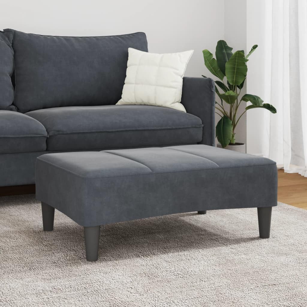 Dark Gray Velvet Footstool 30.3"x21.7"x12.2" - Cozy and Stable Plywood Frame Footrest for Sofa or Recliner, Compact Design for Living Room