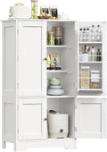 TEENFON 43'H Pantry Cabinet with 4 Doors, Kitchen Cabinet with 6 Door Shelves, Storage Cabinet-Kitchen Pantry for Living Room, Dining Room, Bathroom, White