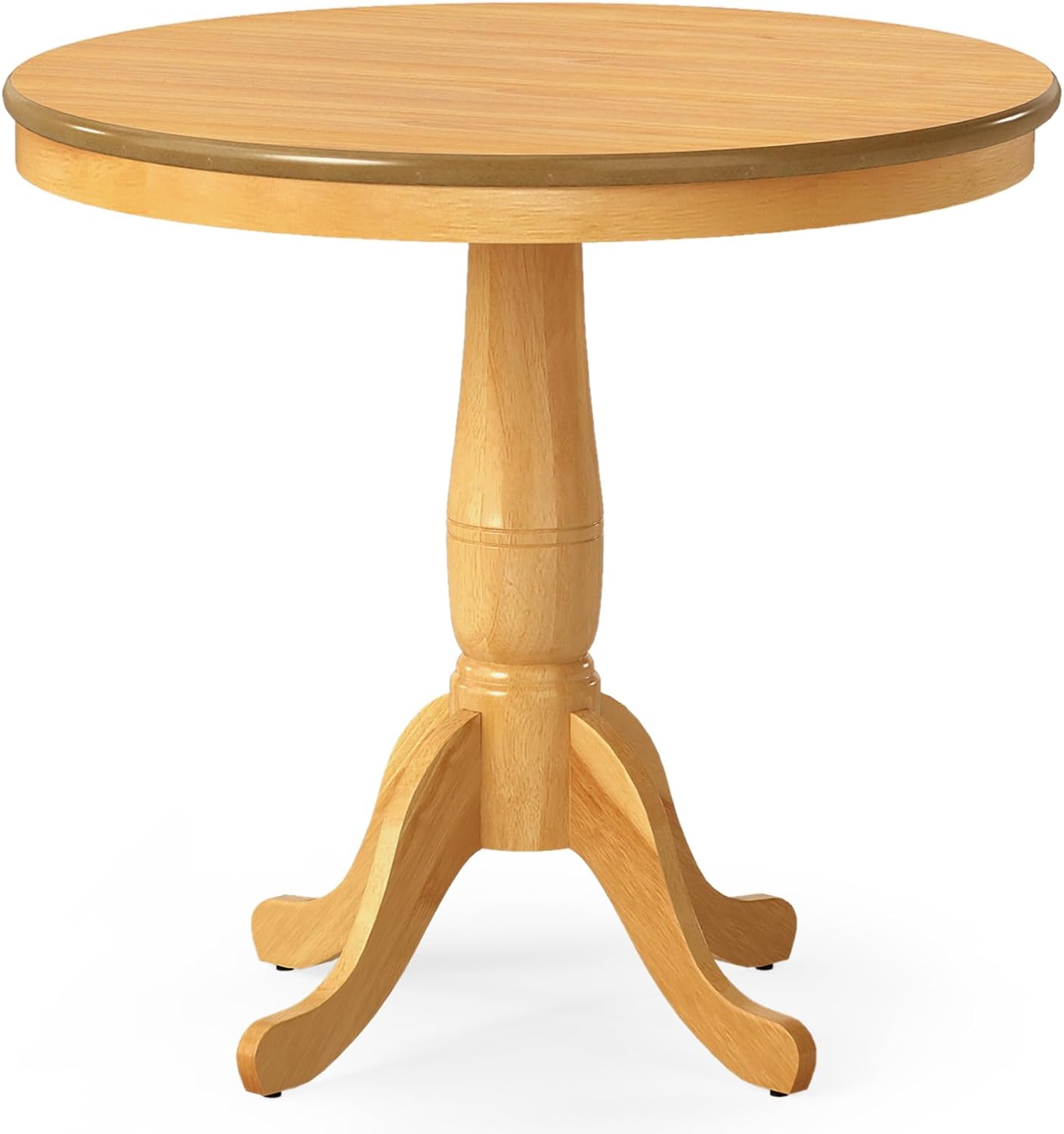 DORTALA 32" Round Dining Table, Classical Pedestal Table for 2-4 People, 32 Inch Wood Kitchen Table for Bar, Kitchen, Dining Room (Natural)