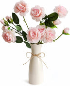 Small Vase White Ceramic Jute Rope Simple Vases for Home Decor Minimalist Modern Flower Vase Elegant Decorative Glossy Vase for Pampas Grass, Office, Living Room, Mantel and Bedroom Décor