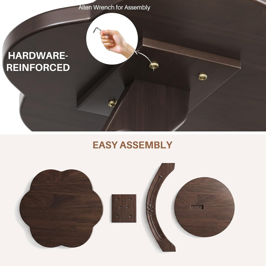 Uniclinens C-Shaped Solid Wood Round End Table - Side Table for Couch, Sofa Tables Slide Under Couch for Living Room, Small Nightstand for Small Space, Dark Walnut