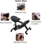 Saddle Chair Office Saddle Kneeling Chair, Adjustable Height Ergonomic Stool for Home, Relieve Pain Mobile Angled Posture Seat with Thick Cushion Pad