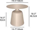 Outdoor Round Side Table, Mid Century Modern Style, Weather Resistant Rust Resistant Aluminum Base, Ideal for Garden, Pool, Patio, Balcony, Living Room, 19.5" x 18.3",Champagne