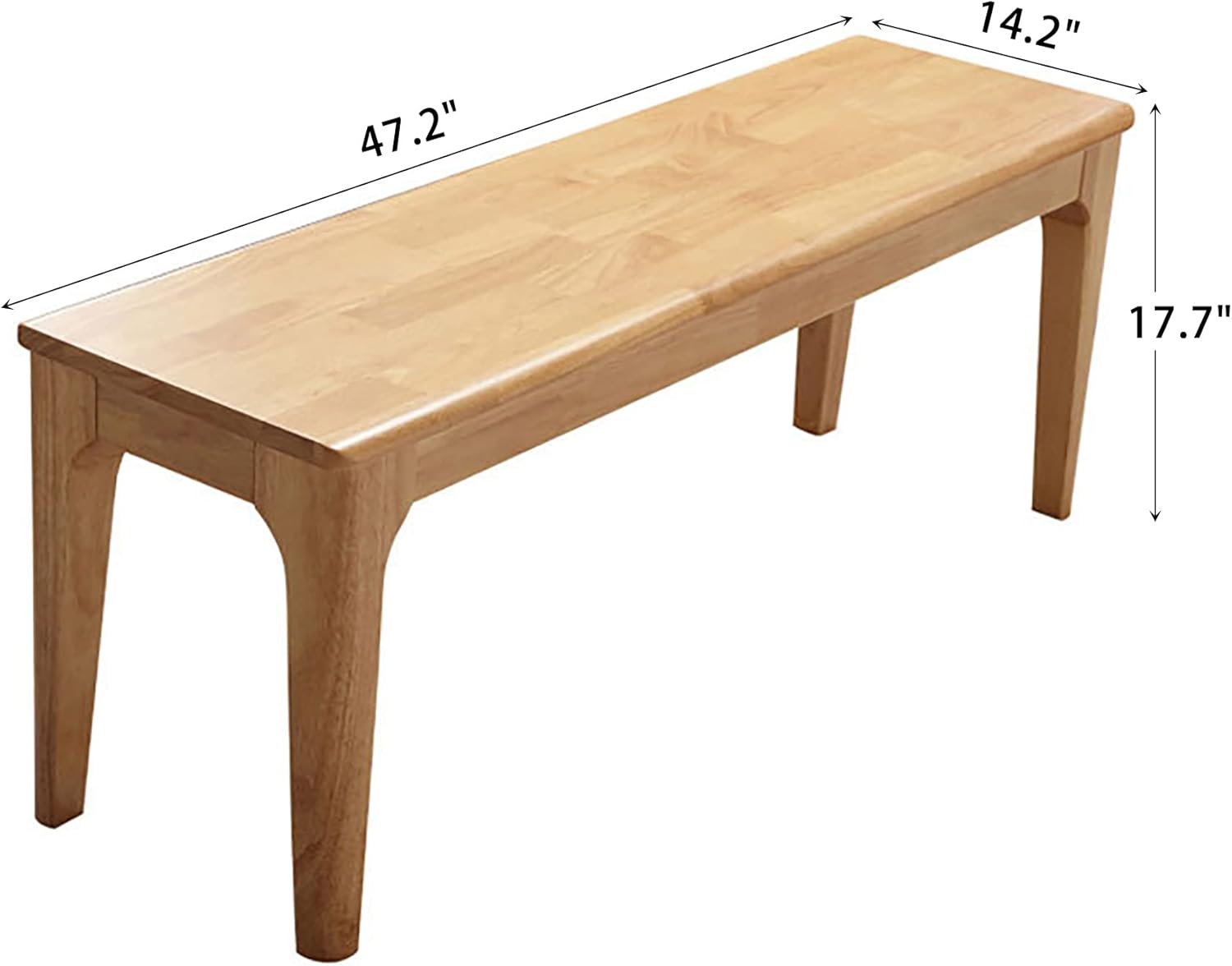 Wilk Wooden Entryway Bench, 47'' Indoor End of Bed Bench, 100% Solid Oak Wood (Wood Color)
