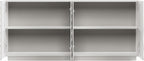 KEIKI 59" 4-Door Buffet Cabinet with Storage, Modern Accent Sideboard with Textured Ripple Front, Freestanding Buffet Table for Kitchen or Dining Room, for Dishes & Decor, White