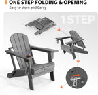 VINGLI Plastic Adirondack Chairs Set of 2, Folding with Cup Holder, Waterproof HDPE Material, Comfortable 380lb Weight Capacity for Outdoor Pool Patio Lounge Chair Lawn Furniture Firepit (Gray)