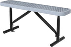 4 Feet Heavy Duty Metal Park Bench for Outside, Outdoor Bench with Portable Frame, Commercial Benches for Shopping Mall, Store, Park, Patio, Deck, Grey