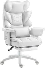 Office Chair,Executive Ergonomic Office Chair with Pocket Spring Cushion, High Back Computer Gaming Chair with Adjustable Armrests, Lumbar Support, Footrest, Executive Chair- White PU Leather