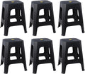 6 Pack Plastic Backless Stackable Stool, Black Plastic Classroom Stools