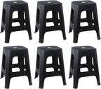 6 Pack Plastic Backless Stackable Stool, Black Plastic Classroom Stools