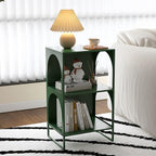Metal Storage Rack 3-Tier Display Stand Side Table End Table Bookshelf Storage Shelf for Living Room Space Saver(Blue)