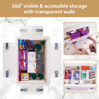 HEY FOLY 30qt Medicine Organizer Storage Box with 4-Side Opening Doors, White Foldable Medication Organizer Empty, Container Case Stackable First Aid Box for Home Storage