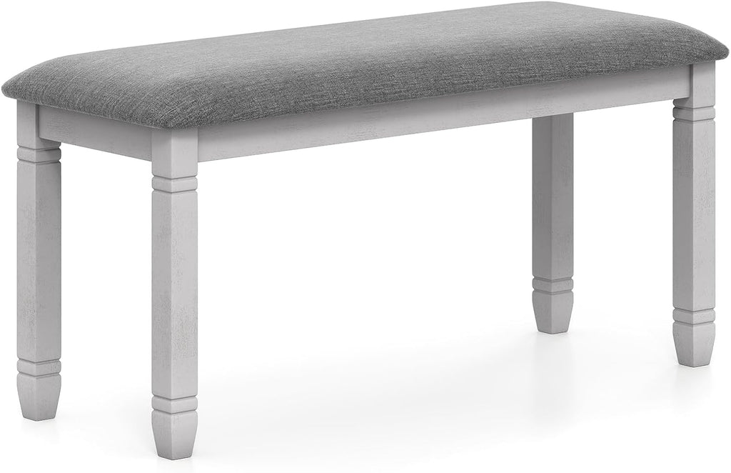 Giantex Upholstered Dining Bench with Padded Seat, Solid Wood Legs, Load 800 lbs, 40.5"x16"x20", Entryway Shoe Rack Bench for Kitchen, Dining Room, Living Room, Bedroom, End of Bed, Hallway (Grey,1)