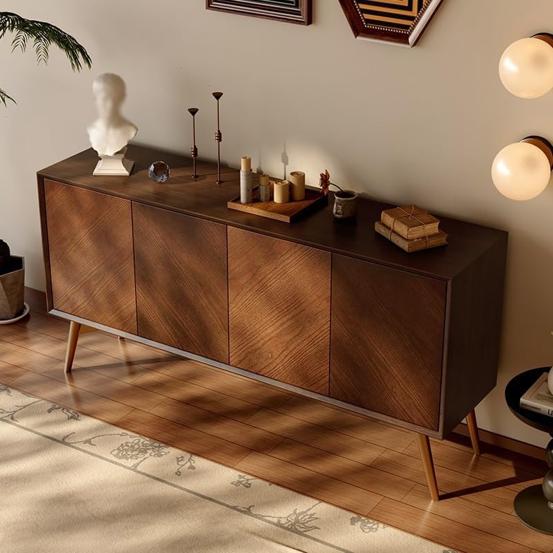 Entryway Cabinet Solid Wood Dining Sideboard Living Room Wall Storage Cabinet Retro Entrance Hall Cabinet Sideboard Storage Cabinet(180cm)