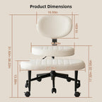 White Velvet Cross Legged Office Chair 360° Swivel Meditation Kneeling Chairs with Wheels, Height Adjustable Seat ADHD Chair, Ergonomic Wide Kneeling Chair with Back Support, Leg Rest