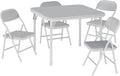 5 Piece Set Folding Card Table and Chairs, Portable Foldable Table with 2 PU Padded Chairs, Lightweight Dining Set for Indoor Outdoor, Camping, Parties, RV
