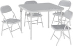 5 Piece Set Folding Card Table and Chairs, Portable Foldable Table with 2 PU Padded Chairs, Lightweight Dining Set for Indoor Outdoor, Camping, Parties, RV