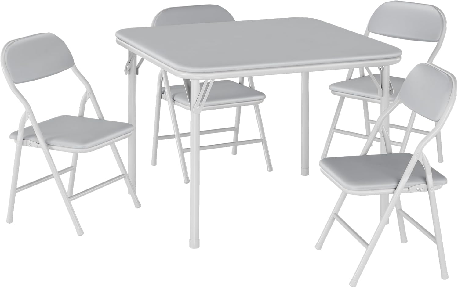 5 Piece Set Folding Card Table and Chairs, Portable Foldable Table with 2 PU Padded Chairs, Lightweight Dining Set for Indoor Outdoor, Camping, Parties, RV
