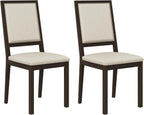COLAMY Wooden Dining Chairs Set of 2, Mid Century Modern Upholstered Dining Chairs, 19 Inch Fabric Dining Room Chair with Back for Kitchen Dining Living Room Courtyard Waiting Leisure Area, Brown