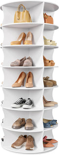 Kitsure Shoe Rack - 7-Tier Rotating Shoe Rack Tower, 360° Revolving Display & Storage Solution with Lazy Susan, Space-Saving Shoe Rack for Entryway, Closet, Bedroom, White