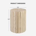 DUHOME Boho Round Side Table - Hand-Assembled Solid Wood Sticks, Organic Textured Light-Tone, Rustic End Table for Living Room Sofa Side