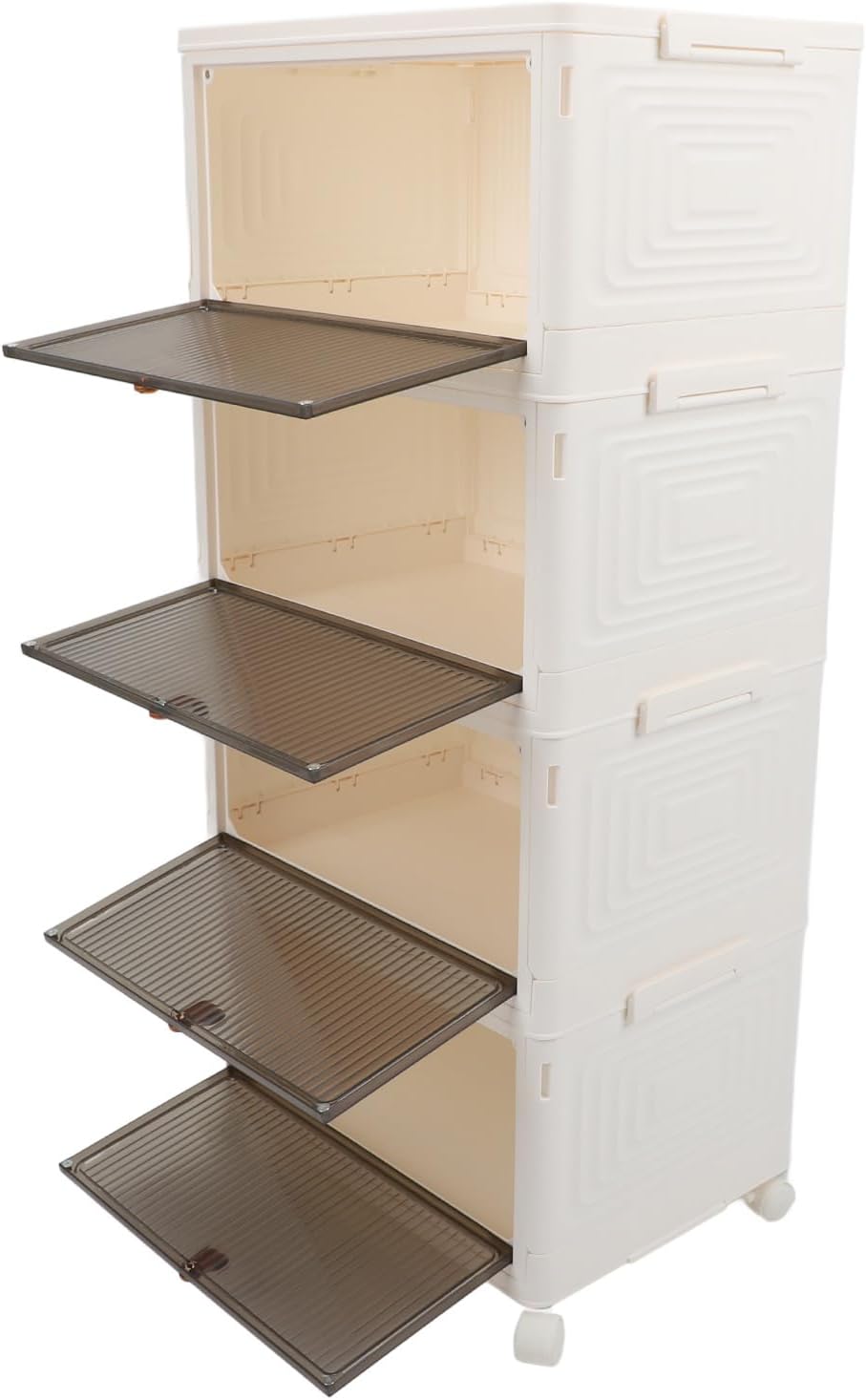 FTVOGUE Foldable Shoe Rack Organizer, PP Material, Large Capacity and Transparent Shoe Storage Box with Wheels for Closet and Entryway