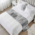 Grey Black Ombre Bed Runner Scarf Cal King Size, Vintage Shabby Gray Abstract Art Luxury Bed Throw Runners & Scarves for Twin Full Queen King Foot of Beds, Bedroom Decoration, 102"x20"