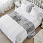 Grey Black Ombre Bed Runner Scarf Cal King Size, Vintage Shabby Gray Abstract Art Luxury Bed Throw Runners & Scarves for Twin Full Queen King Foot of Beds, Bedroom Decoration, 102"x20"