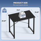 DUMOS 31 Inch Small Computer Desk for Home Office, Gaming Writing Desks for Bedroom Modern Study Work Table Simple Style Workstation with Reinforcement Structure, Black