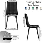 Velvet Dining Chairs Set of 4, Modern Fabric Upholstered Dining Room Kitchen Chair 4pcs Velvet Kitchen Chairs, Mid Century Dinning Dinner Chairs for Living Room,Bedroom (Black, Non-Swivel Chair)