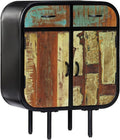 Vintage Industrial Sideboard with Solid Reclaimed Wood and Powder-Coated Iron, 4-Piece Storage Cabinet for Living Room Dining Area Home Office, Handcrafted Design Durable