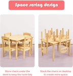 Costzon Kids Table and Chair Set, 5 Piece Wood Activity Table & Chairs for Children Arts, Crafts, Homework, Snack Time, Preschool Furniture, Gift for Boys Girls, Toddler Table and Chair Set (Natural)