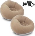 Inflatable Bean Bag Chairs for Adults with Electric Air Pump, Floding Portable Blow Up Couch, Inflatable Lazy Sofa for Outdoor, Movie Nights, Camping and Room (2pcs-Brown)