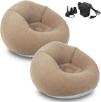 Inflatable Bean Bag Chairs for Adults with Electric Air Pump, Floding Portable Blow Up Couch, Inflatable Lazy Sofa for Outdoor, Movie Nights, Camping and Room (2pcs-Brown)