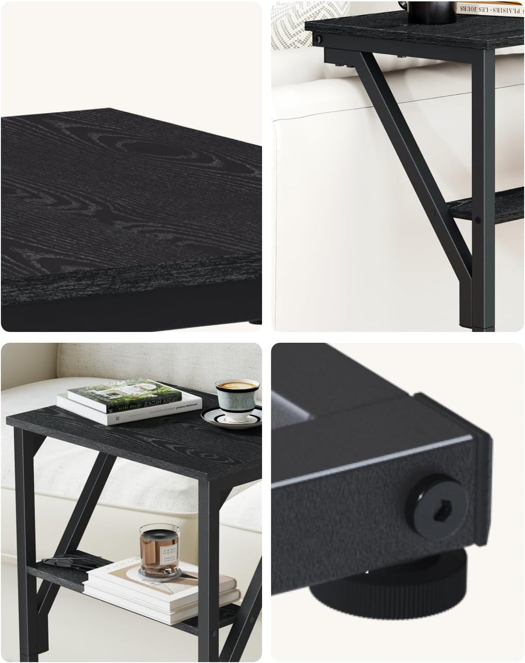 C-Shaped End Table, Small Couch Side Table, Sofa TV Tray Table for Living Room, Bedroom, Bedside ET-D-BKW1