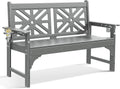 nalone Outdoor Bench with Cup Holders, HDPE Porch Bench Fade Proof (Grey) | Load up to 800 Lbs, For Patio Park Garden Porch, Low Maintenance, All weather Material Fade Proof