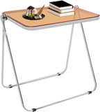 Clear Foldable Side Table, Folding Tiny Writing Desk TV Tray Table Coffee Clear Bed Side Tables Space Saving No Assembly Required for Home Office Small Computer Desk 25 * 20 * 27 inch