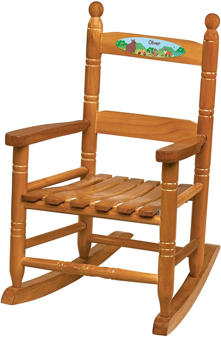Fox Valley Traders Custom Woodland Animals Children's Rocking Chair, Durable Wood - Measures 14 1/2" Wide x 11 1/2" Deep; 22 1/2" Overall Height, Natural Rocker