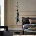 JIAYUEJU Coat Rack Freestanding Corner Coat Tree Hat Rack Stand with Heavy duty Marble Base & 6 Hooks for Entryway, Hallway, Living Room, Bedroom, Hotel, Office 14.57”x 14.57”x 66.93”