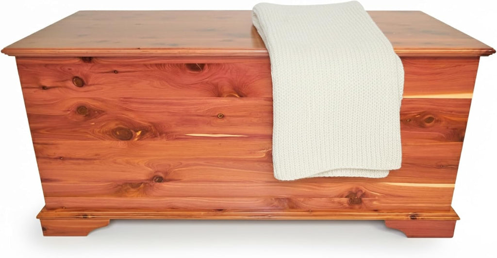 DutchCrafters Rustic Solid Wood Natural Wooden Cedar Chest, Aromatic Cedar Scent - Linen Blanket Storage Chest, Clothes Storage Trunk, End of Bed Storage Bench - Amish Made in USA (42" Width)