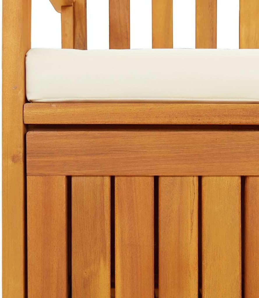 Storage Bench Natural Wood Solid Acacia Wood with a Polyester Cushion,Rustic Storage Bench | Solid Acacia Wood with Soft Cushion | Hallway & Garden Use Patio Furniture
